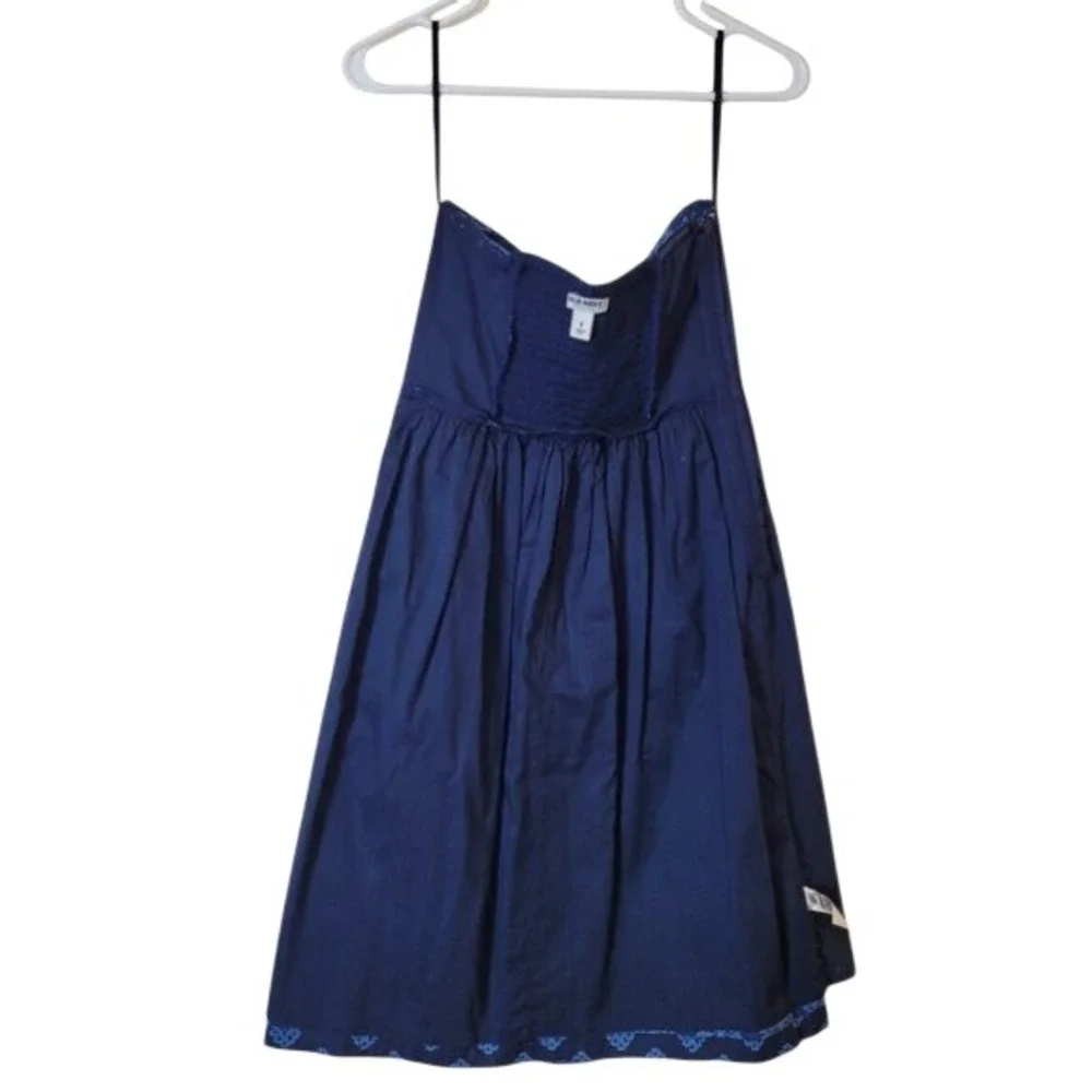 Old Navy Strapless Dress womens S/6 Blue 100% cotton boho mini A-line sweetheart